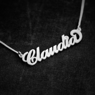 Silber Namenskette Claudia Stil Halskette kundenspezifische Handschrift Weihnachten Liebe Schmuck Halsketten Name Schmuck Weihnachtsgeschenk