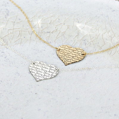 Solidees Herz personifizierte Namenskette Personalisierte Herz Halskette aus Sterling Silber oder Gold - das gefüllt 244588705
