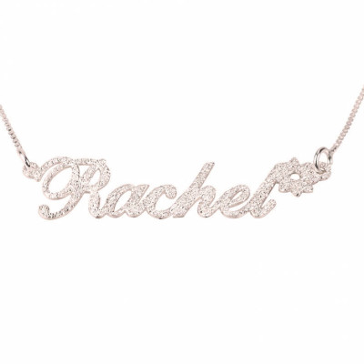 Funkelnde Namenskette mit Blumen Rose Gold Plating Name Halskette personalisierte Namen Schmuck Weihnachtsgeschenk