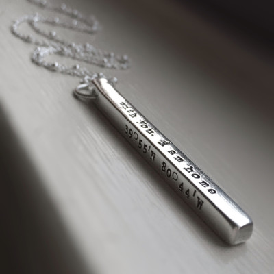 Sterling Silber Bar Halskette vier Seiten 4 seitig Silver Bar Personalisierte Hand Stamped Gravur Schmuck