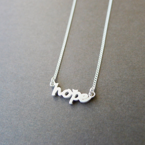 Sterling Silber Hoffnung Halskette - Abschluss Geschenk - Taufe Geschenk - handgeschriebene Halskette - Inspirational Schmuck - Grad Geschenk - Wort Halskette