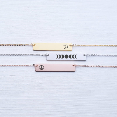 Sterling Silber Mond Halskette Personifizierte Schmuck Bar Halskette Brautjungfer Geschenk für Ihre Freundin Rose Gold Geschenk für den besten Freund