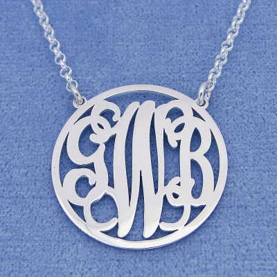 Sterling Silber Personalisierte 3 Initialen Kreis Monogramm Halskette Fine Jewelry 1 Zoll SM42C