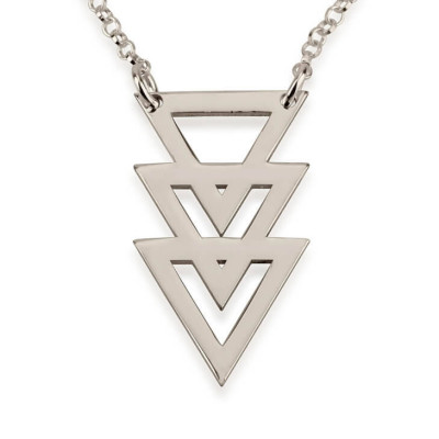 Sterling Silber Triple Stacked Dreieck Halskette - Interlocking Dreieck Halskette - Pfeil Halskette - Geometrische Halskette
