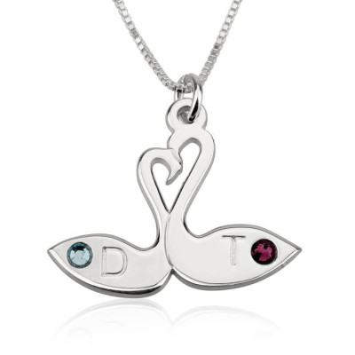 Swans Liebes Halskette Gravierte Custom Name Anfangs New Personalisierte Frauen birthstone Swarovski Crystal Jewelry Design Geschenk