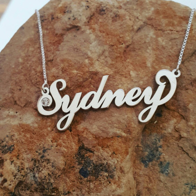 Sydney Stil Sterling Silber Namenskette - Geburtsstein Halskette - um jegliche NAMEN ! - personalisierte Namenskette - Halskette mit Namen - kundenspezifische mad