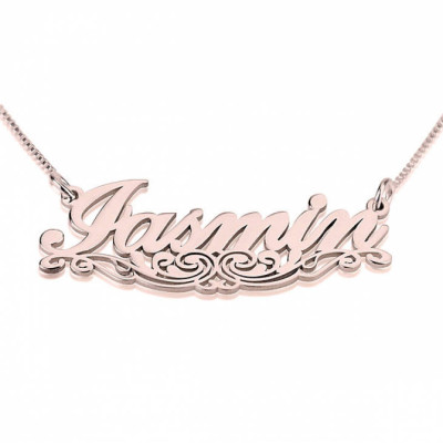 Unterstrichen Namenskette Swirl Line Rose Gold Plating Name Halskette personalisierte Namen Schmuck Weihnachtsgeschenk