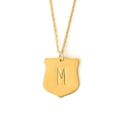 Einzigartige Anfangshalskette - Schildform - personifizierte Monogramm Halskette - einzigartiges Namensschild - Brautjungfern Geschenk - Gold Silber Initial Halskette