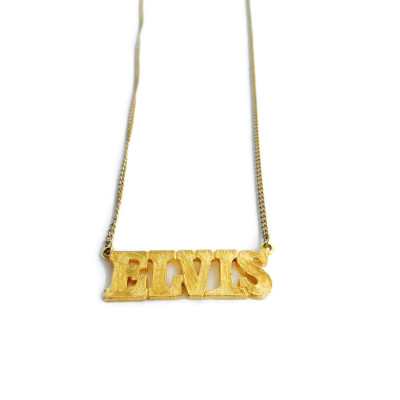 Vintage Elvis Nummernschild Halskette Elvis Namenskette 1977 Boxcar Elvis Halskette
