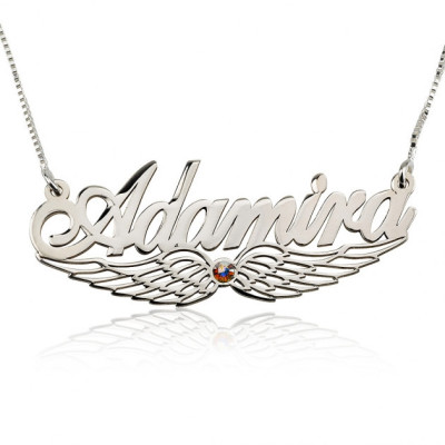 Flügel Namenskette New Personalisierte bunten Swarovski Kristall Anhänger Charme Frauen Engels Flügel Schmuck Geschenk