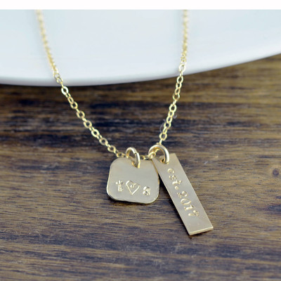 Goldbarren Halskette - Gold eingraviert Halskette - Amuletten - Valentines Geschenk - muttertag - Geschenk für Frau - Jahrestag Geschenke für Frauen