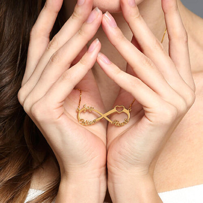 Herz und Unendlichkeit Halskette Gold 3 Name für Frauen unendlich unendlich Halskette Halskette Halskette der Familie unendlich unendlich Halskette Frauen