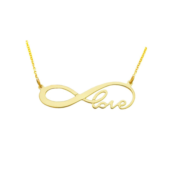 Gelbes Gold überzogene Sterlingsilber 1 - 75" Infinity Liebes Halskette