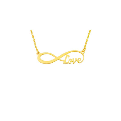 inf03yL Gelbes Gold überzogene Sterlingsilber 1 - 75" Elegant Unendlich Liebe Halskette