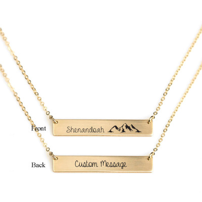 Berg eingraviert Halskette shenandoah Gold - das gefüllt Halskette Sterling Silberbarren Halskette personalisierte Namens ID Customized SMS