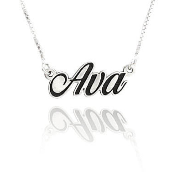 Silber Namensschild Halskette Silber Namensketten für personalisierte Mädchen Namensschild Halskette schwarz na 554843982