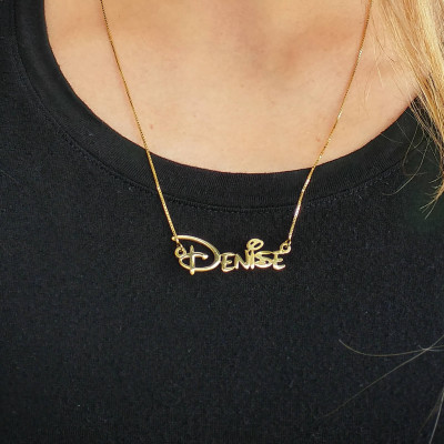 massives Gold Namenskette Gold Namenskette füllen personalisierte Namenskette Name Kette personalisierte disney Halskette Gold