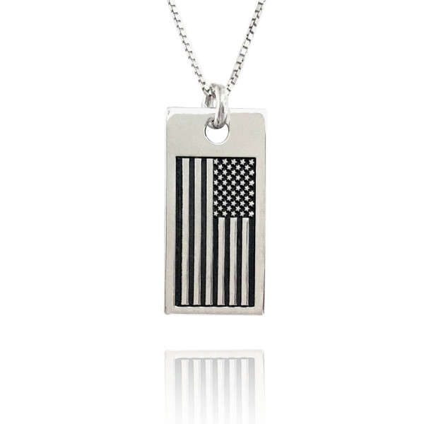 usa Halskette für Männer - Nationalflagge - USA Anhänger Sterling Silber - Silber Land Halskette - amerikanische Flagge Halskette - Geschenk für Männer
