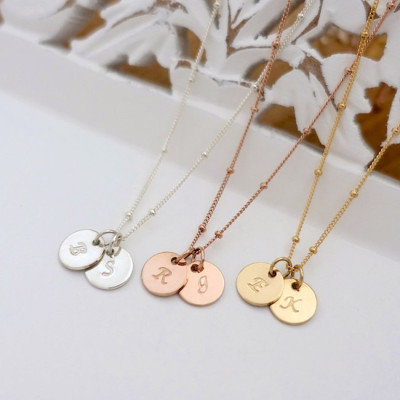 Dainty Anfängliche Halskette - Personalisierte Scheiben - Satelliten Kette Halskette 1 - 2 - 3 - 4 & 5 Anfängliche Charm