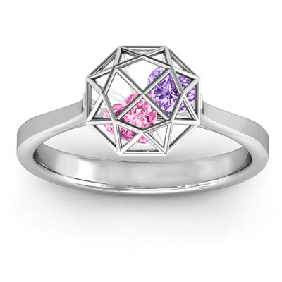 Diamant Ring Cage mit Encased Herz Steine ??personalisiert