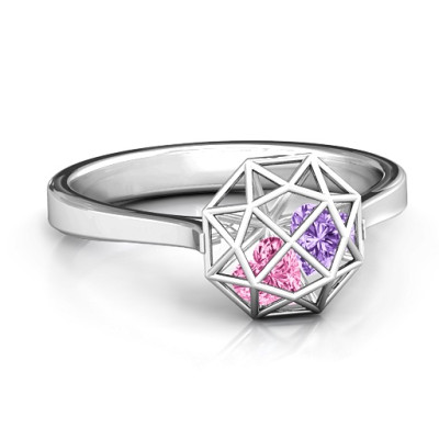 Diamant Ring Cage mit Encased Herz Steine ??personalisiert