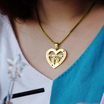 personalisierte Engel in meinem Herz Halskette 18 karätigem Gold überzogen