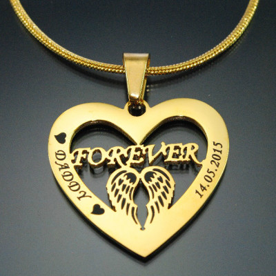 personalisierte Engel in meinem Herz Halskette 18 karätigem Gold überzogen