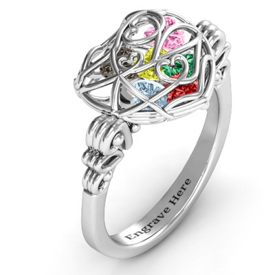 Verpackt in Liebe Caged Herz Ring mit Butterfly Wings Band