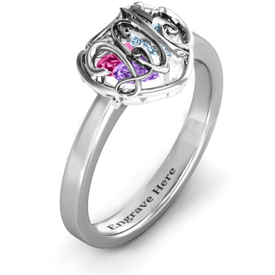 2015 Petite Caged Herz Ring mit Classic Band