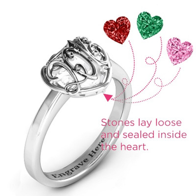 2016 Petite Caged Herz Ring mit Classic Band
