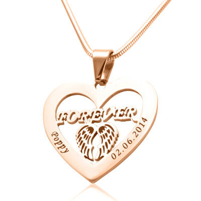 personalisierte Engel in meinem Herz Halskette 18ct Rose Gold überzogen