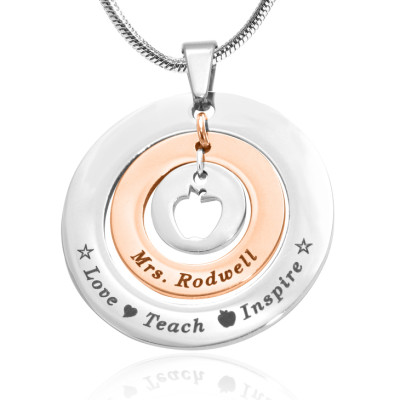 personifizierte Kreise der Liebe Halskette Lehrer ZWEI TON Rose Goldsilver
