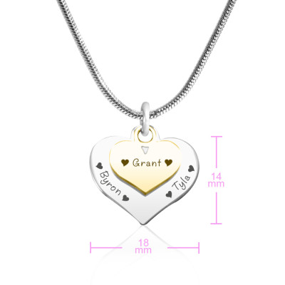 Herz Halskette personalisierte Doppel Zwei Ton Goldn