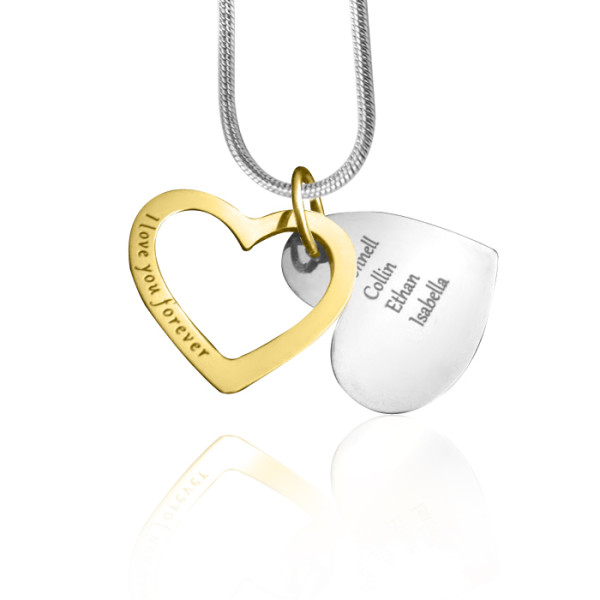 personalisierte Liebe für immer Halskette Two Tone Goldsilver