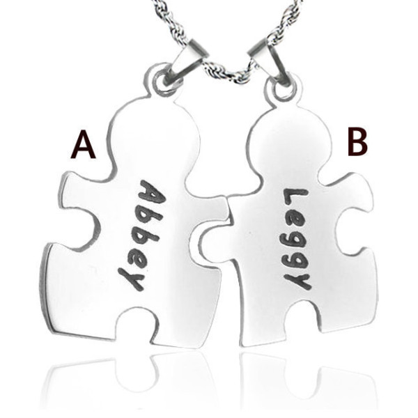 personalisierte Puzzle Halskette Sterling Silber
