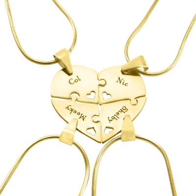 personalisierte Quad Herz-Puzzle Vier personalisierte Halsketten Gold Upgrade