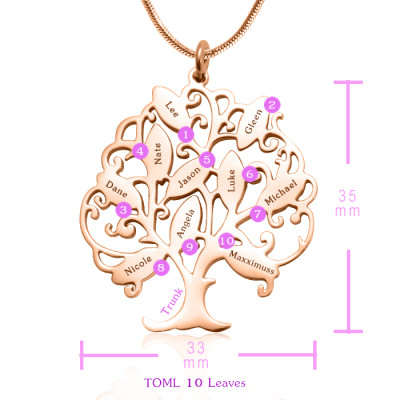 personalisierte Tree of My Life Halskette 10 18 Karat Gold überzogen