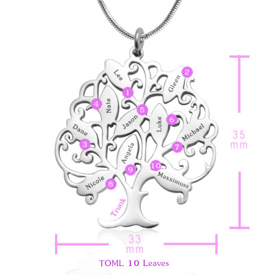 personalisierte Tree of My Life Halskette 10 Sterling Silber