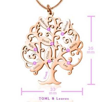 18ct Rose Gold überzogen Baum meines Lebens Halskette 8 personalisiert