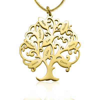 personalisierte Tree of My Life Halskette 9 18 Karat Gold überzogen