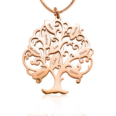 18ct Rose Gold überzogen Baum meines Lebens Halskette 9 personalisierte
