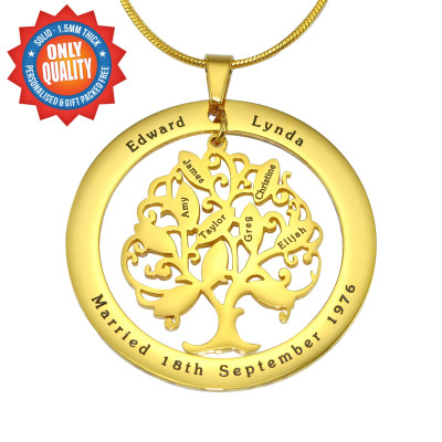 18 karätigem Gold überzogen Baum meines Lebens Washer Halskette 10 personalisierte