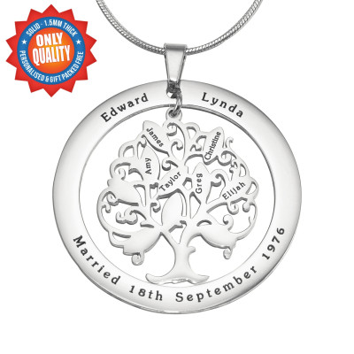 personalisierte Tree of My Life Washer Halskette 10 Sterling Silber