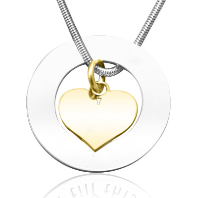 personalisierte Kreis Mein Herz Halskette zwei Ton Herz in Gold 