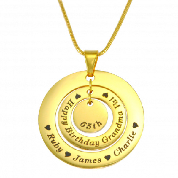 personalisierte Kreise der Liebe Halskette 18 karätigem Gold überzogen