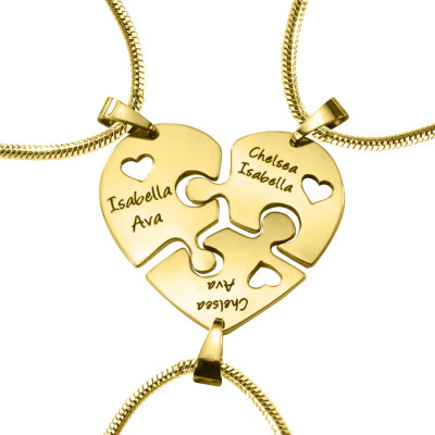 personifiziertes Dreifaches Herz-Puzzle Drei personalisierte Halskette Gold Upgrade