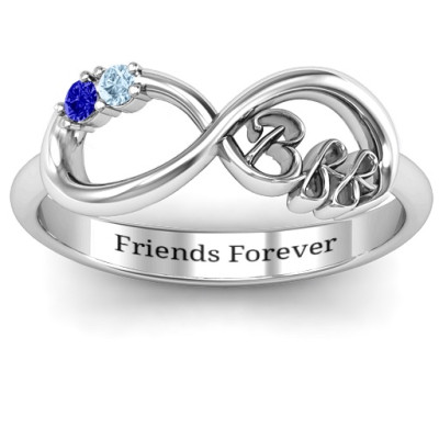 BFF Freundschaft Infinity Ring mit 2 bis 7 Steinen