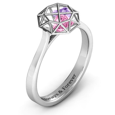 Diamant Ring Cage mit Encased Herz Steine