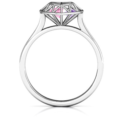 Diamant Herz Cage Ring mit Encased Herz Steinen