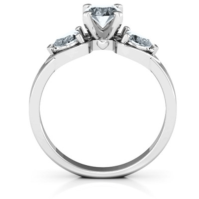 Hearts and Stone Solitaire Ring